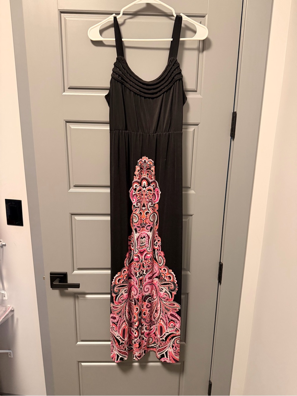 Soma Black Maxi Dress with Pink Paisley MEDIUM